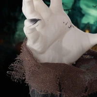 HOMCOM 6' Life Size Outdoor Animated Prop Zombie with Realistic Skeleton Chest, Scary Sharp Teeth, Sound and Motion Activated(m-8)