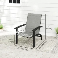 Outsunny Outdoor Adirondack Chair Muskoka Chair with Aluminum Frame, Mesh Seat, High Back for Garden, Deck, Dark Grey(m-3)
