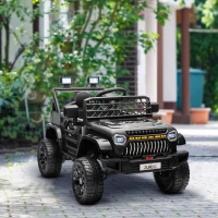 Qaba 12V Ride on Truck, Electric Car for Kids with Remote Control, Suspension, 3 Speeds, USB Music Headlights, Black(m-8)
