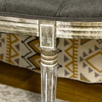 HOMCOM Vintage Semi-Circle End of Bed Bench, Upholstered Bedroom Entryway Bench with Tufted Linen-Touch Fabric with Rubberwood Legs, Gray(m-8)