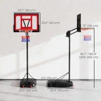 Qaba Kids Basketball Hoop, 6.6-8.5ft Adjustable Height Basketball Net with Weight Bag, for Indoor Outdoor, for 6+ Years(m-3)