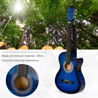 Soozier 38 Inch Full Size Classical Acoustic Electric Guitar Premium Gloss Finish with Strings, Picks, Shoulder Strap and Case Bag, Blue(m-5)