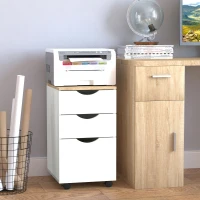 HOMCOM 3-Drawer Storage Cabinet with Wheels for Home Office, White(m-2)