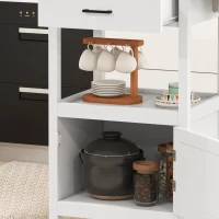 HOMCOM Foldable Kitchen Island with Storage Drawer, Wood Top Coffee Cart on Wheels, Kitchen Cart with Cabinet, White(m-10)