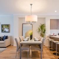 HOMCOM 6-Light Modern Chandelier Candle Pendant Light, Drum Fabric Lampshade for Dining Room, Bedroom, Kitchen, Living Room with Hanging Light Fixture, White(m-2)