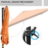 Outsunny 9.8x9.8ft Cantilever Umbrella Rotatable Square Top Market Parasol with 4 Adjustable Angle for Backyard Patio Outdoor Area Orange(m-6)