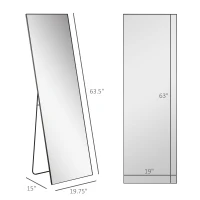 HOMCOM Full Length Glass Mirror, Freestanding or Wall Mounted Dress Mirror for Bedroom, Living Room, Bathroom, 19.75" x 63.5", Black(m-3)