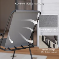 Outsunny 6 Pieces Patio Dining Set with Umbrella, Patio Furniture Set with Folding Chairs, Glass Table for Garden Backyard, Grey(m-6)