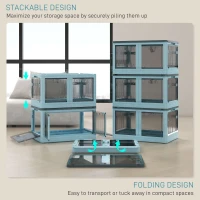 HOMCOM Stackable Storage Bins with Lids, Wheels, and Collapsible, Blue(m-5)