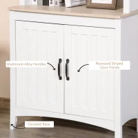 HOMCOM 70" Kitchen Hutch, Freestanding Storage Pantry Cabinet with 3-Tier Shelving, Sideboard with Adjustable Shelves and Open Countertop, White(m-6)