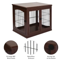 PawHut 26" Wooden Dog Cage with Double Door Entrance & Simple Modern Design, Brown(m-7)
