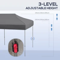 Outsunny 10' x 20' Pop Up Canopy Tent, Outdoor Easy up Tent with 3-Level Adjustable Height, Wheeled Carry Bag, Gray(m-6)