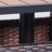 Outsunny 22" Square Steel PE Rattan Wicker Table With Umbrella Hole, Outdoor Patio Accent Dining Side Table Used as Umbrella Stand, Brown(m-10)