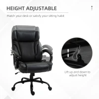 Vinsetto 484LBS Big and Tall Ergonomic Executive Office Chair with Wide Seat, High Back Adjustable Computer Task Chair Swivel PU Leather, Black(m-5)