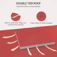 Outsunny 10' x 12' 2-Tier Gazebo Cover, Patio Gazebo Canopy Replacement with Drainage Holes for 84C-210 Series, Wine Red(m-5)