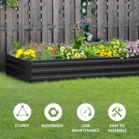 Outsunny 95" x 36" x 12" Galvanized Raised Garden Bed, Metal Elevated Planter Box for Growing Flowers, Herbs, Succulents, Grey(m-6)