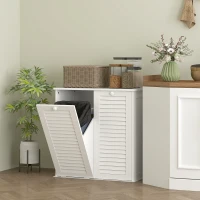 HOMCOM Tilt Out Laundry Cabinet, Laundry Basket Cabinet with 2 Baskets and 2 Louvered Doors, White(m-9)