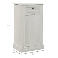 HOMCOM Kitchen Tilt Out Trash Bin Cabinet Free Standing Storage Cabinet with Drawer, Light Gray(m-3)