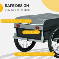 Aosom Bike Cargo Trailer, Foldable Bicycle Trailer, Luggage Wagon with Hitch, Removable Cover, Triple Safety Features and 16'' Wheels(m-4)