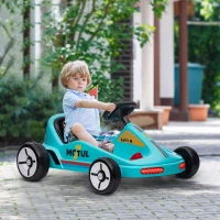 Qaba 6V Electric Go Kart for Aged 3-5 Kids with Music, Light, Horn, Blue(m-8)