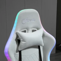 Vinsetto High Back Gaming Chair with RGB LED Lights, Adjustable Arms, and Lumbar Support, Racing Office Computer Chair with Head Pillow, White / Black(m-9)