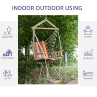Outsunny Patio Hammock Chair, Portable Hanging Cotton Rope Hammock Swing Chair Sleeping Bed Seat with Footrest for Outdoor Garden Yard Camping Red(m-6)