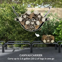 Outsunny 8ft Outdoor Firewood Rack with Cover and Carrier, Adjustable Wood Storage Holder, Indoor Outdoor Log Rack, Black(m-6)