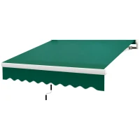 Outsunny 8' x 6.6' Patio Retractable Awning, Manual Exterior Sun Shade Deck Window Cover, Green(m-11)
