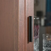 HOMCOM Tall Wine Cabinet, Bar Display Cupboard with 12-Bottle Wine Rack, Glass Door and 3 Storage Compartment for Living Room, Home Bar, Dining Room, Walnut(m-9)
