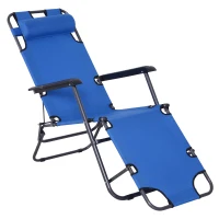 Outsunny Folding Chaise Lounge Chair, Outdoor Portable 2-Level Adjustable Recliner Zero Gravity Chair with Headrest Pillow, Armrests with Storage Mesh Pocket, Blue(m-11)