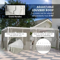 Outsunny 12' x 19' Aluminum Pergola with Adjustable Louvered, Outdoor Pergola with Curtains and Netting, Cream White(m-4)