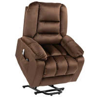 HOMCOM Lift Chair, Quick Assembly, Electric Riser and Recliner Chair with Vibration Massage, Heat, Side Pockets, Brown(m-11)