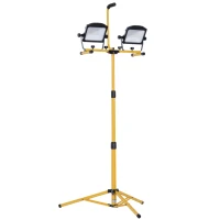 HOMCOM 10,000 Lumen Dual Head LED Work Lights with Stand, Weather Resistant Daylight with Telescoping Adjustable Tripod Stand, Rotating Lamps(m-1)
