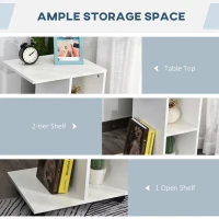 HOMCOM C-Shape Side Table End Table with Storage Open Shelf, Coffee Table on Wheels for Home Office Studio White(m-5)