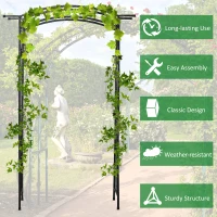 Outsunny 7Ft Garden Arch Arbor, Metal Arch Trellis for Climbing Vines, Garden Archway for Wedding, Bridal Party, Ceremony(m-5)