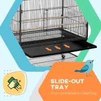 PawHut 60" Bird Cage with Stand for Cockatiels Canaries Lovebirds Finches, Budgie Cage with Wheels, Removable Tray, Storage Shelf(m-5)