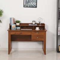 HOMCOM Computer Desk with Storage Hutch, Drawers, Shelf, Home Office Writing Table Study Workstation with Cable Management, Brown(m-7)