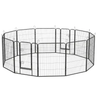 PawHut Dog Pen with Gate, 12 Panels Puppy Playpen, Dog Fence, 39"H(m-2)