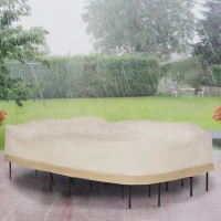 Outsunny 84B-059 129.9-Inch Oval Patio Table and Chair Set Cover, Beige/Coffee Sofa Set(m-9)