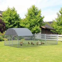 PawHut Large Chicken Coop Metal Chicken Run for Chickens with Waterproof and Anti-UV Cover, Dome Shaped Walk in Fence Cage Hen House for Outdoor and Yard Farm Use, 1" Dia, 9.2' x 18.7' x 6.4'(m-10)