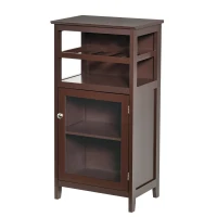 HOMCOM Wine Cabinet with 4 Bottle Wine Rack, Open Shelf, Acrylic Door Cabinet with Adjustable Shelf, Espresso(m-11)