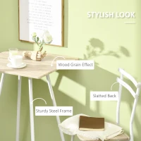 HOMCOM 3-Piece Dining Table and Chairs Set with Footrest, White(m-5)