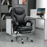 Vinsetto 6 Point Vibration Massage Office Chair, PU Leather Heated Reclining Computer Chair with Footrest, Black(m-1)