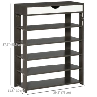HOMCOM Shoe Rack, Free Standing Shoe Cabinet with Drawer and 5-tier Storage Shelf, Shoe Storage Organizer for Entryway, Grey(m-3)
