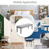 HOMCOM Simple Tufted Upholstered Ottoman Accent Bench with Soft Comfortable Cushion & Fashionable Modern Design, Grey(m-6)