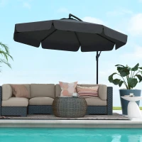 Outsunny 11 FT Cantilever Patio Umbrella Offset Parasol with Cross Base and 8 Ribs for Garden, Black(m-8)
