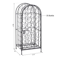 HOMCOM 35 Bottle Wrought Iron Wine Rack Cabinet with Lock,  Black(m-3)
