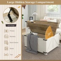 HOMCOM Farmhouse Coffee Table with Storage, Large Square Coffee Table for Living Room Furniture, Wooden Center Table(m-4)