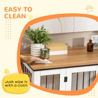 PawHut Dog Crate, Dog Cage End Table with Wheels & Big Tabletop, Indoor Dog Crate Furniture with Lockable Door, White(m-8)
