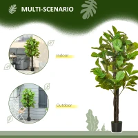 HOMCOM 5FT Artificial Fiddle Leaf Fig Tree Faux Decorative Plant in Nursery Pot for Indoor Outdoor Décor(m-5)